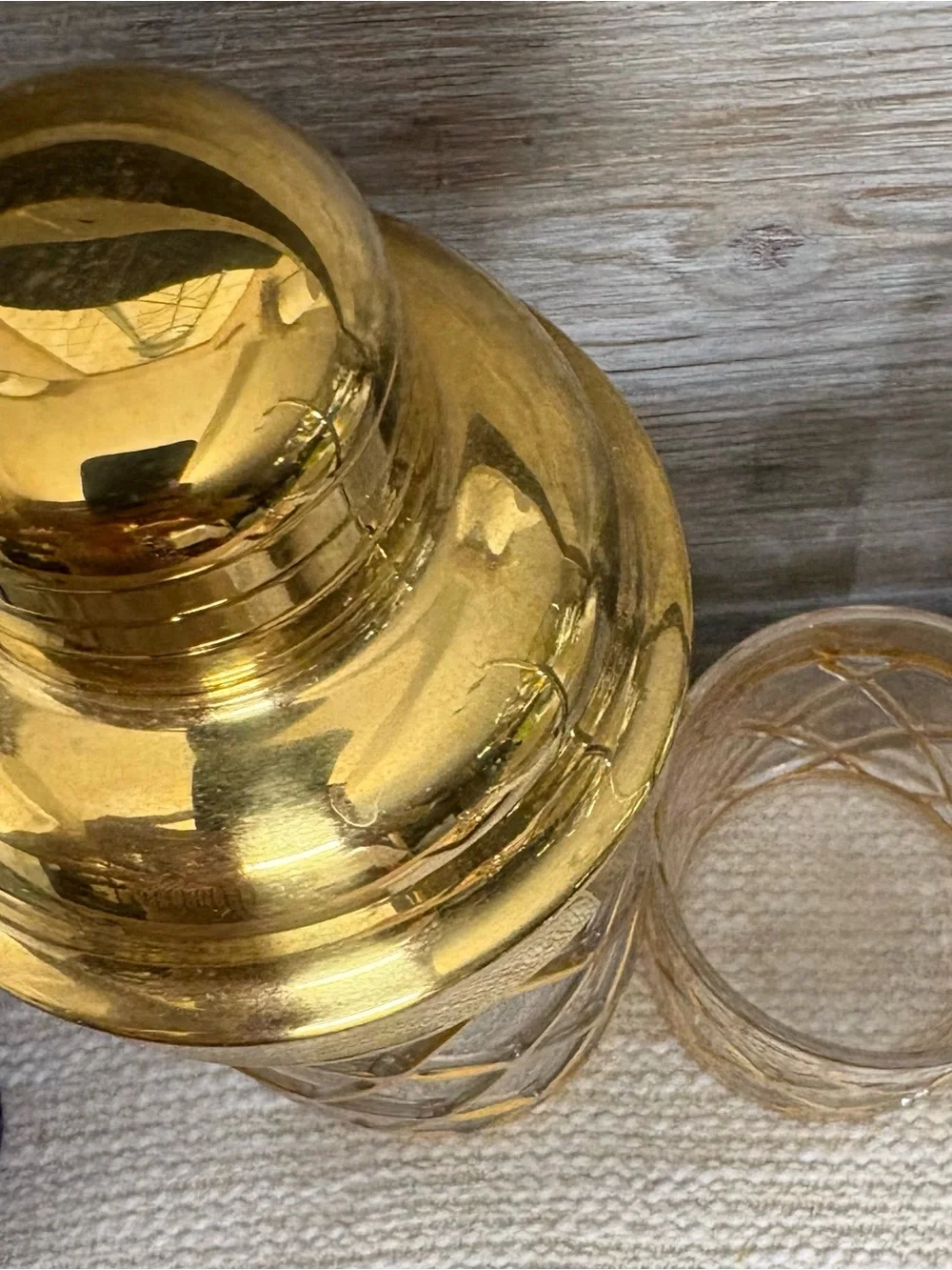 Altuzarra 24 kGold Lattice Glass Cocktail Shaker and Tumbler Set